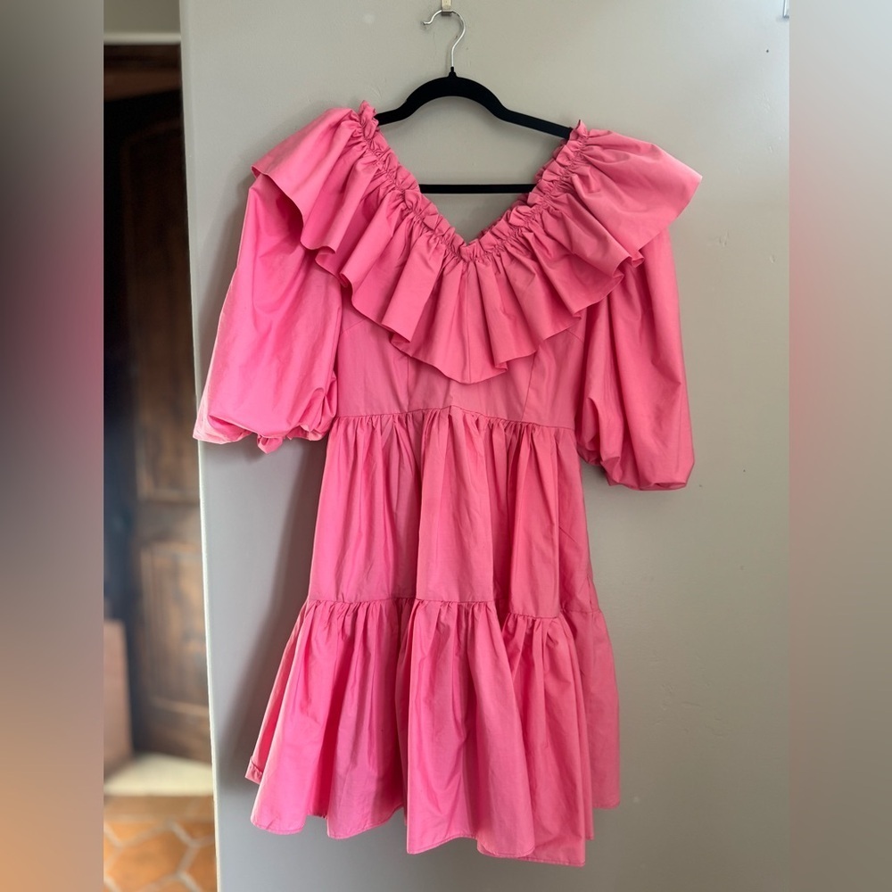 Beulah Style Pink Ruffle Tiered Maxi Dress Cottagecore Boho Romantic S Soft Girl